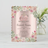 Invitation Tiara, Confetti Floral 60e fête d'anniversaire (Debout devant)