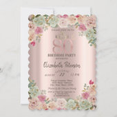 Invitation Tiara, Confetti Floral 80e Anniversaire (Devant)