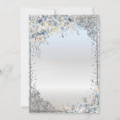 Invitation Tiara d'argent, Diamants Fleurs bleues Quinceañera (Dos)