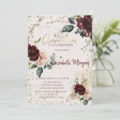 Invitation Tiara, Diamants Bourgogne Roses Quinceañera (Debout devant)