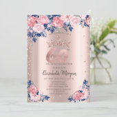 Invitation Tiara Diamonds Bleu Rose Rose Or 60e anniversaire (Debout devant)