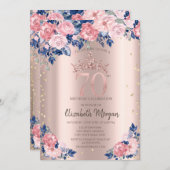 Invitation Tiara Diamonds Bleu Rose Rose Or 70e anniversaire (Devant / Derrière)