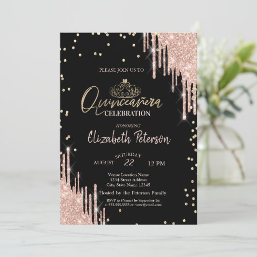 Invitation Tiara, Diamonds Parties scintillant Drives Quincea (Debout devant)