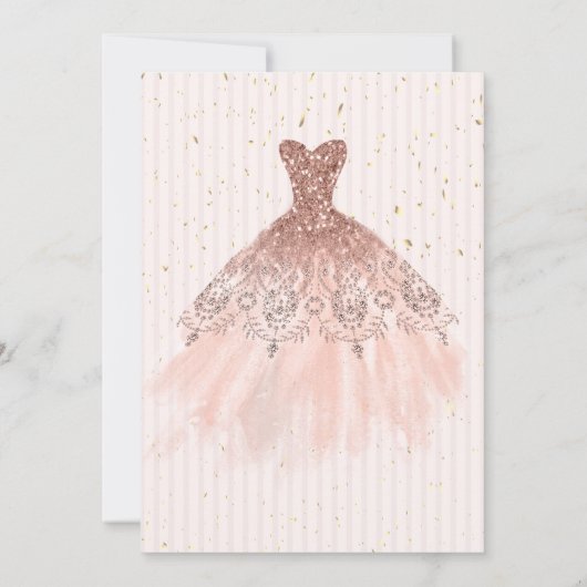 Invitation Tiara d'or, Confetti, Robe, Douceur rayée 16 (Dos)