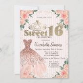Invitation Tiara d'or, Confetti, Robe, Doux floral rayé 16 (Devant)