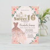 Invitation Tiara d'or, Confetti, Robe, Doux floral rayé 16 (Debout devant)