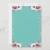 Invitation Tiara d'or, Diamants Fleurs Mint Green Quinceañera (Dos)