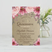Invitation Tiara d'or, Fleurs à cordes Kraft Quinceañera (Debout devant)