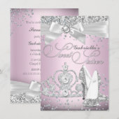 Invitation Tiara et talons Sweet sixteen rose (Devant / Derrière)