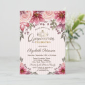 Invitation Tiara, Fleurs à cordes rayées Quinceañera (Debout devant)