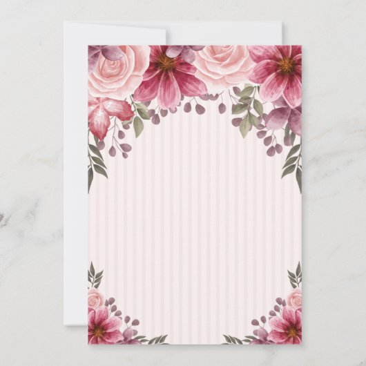 Invitation Tiara, Fleurs à cordes rayées Quinceañera (Dos)