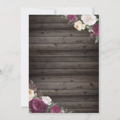 Invitation Tiara, Fleurs Bourgogne Bois Rustique Doux 16 Part (Dos)