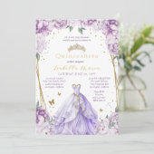 Invitation Tiara Floral Violet & Robe Quinceañera (Debout devant)