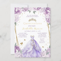Tiara Floral Violet & Robe Quinceañera