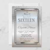 Invitation Tiara, Frame Argent Parties scintillant Bokeh Swee (Devant)