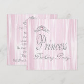 Invitation Tiara Girls Rose Blanc Princess Anniversaire (Devant / Derrière)
