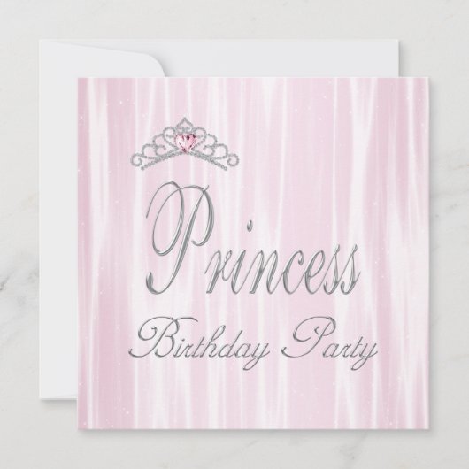 Invitation Tiara Girls Rose Blanc Princess Anniversaire (Devant)