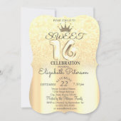 Invitation Tiara, Gold Sweet 16 Parties scintillant Bokeh Omb (Devant)