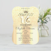 Invitation Tiara, Gold Sweet 16 Parties scintillant Bokeh Omb (Debout devant)