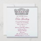 Invitation Tiara Hot rose Sweet sixteen (Dos)