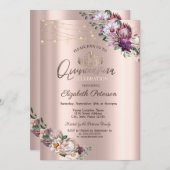 Invitation Tiara, Lumières à cordes Fleurs tropicales Quincea (Devant / Derrière)