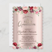 Invitation Tiara, Lumières à cordes, Roses, Rose Gold Quincea (Devant)