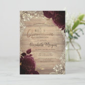 Invitation Tiara, Lumières, Bois Bourgogne Roses dentelle Qui (Debout devant)