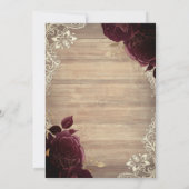 Invitation Tiara, Lumières, Bois Bourgogne Roses dentelle Qui (Dos)