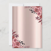 Invitation Tiara, Lumières Chic Bourgogne Roses Quinceañera (Dos)