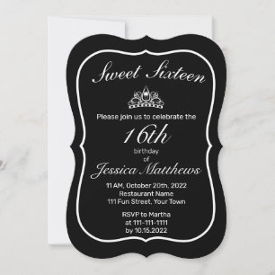 Invitation Tiara Moderne minimaliste blanc noir doux 16