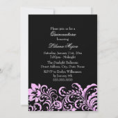 Invitation Tiara noir rose & Parties scintillant Quinceanera  (Dos)