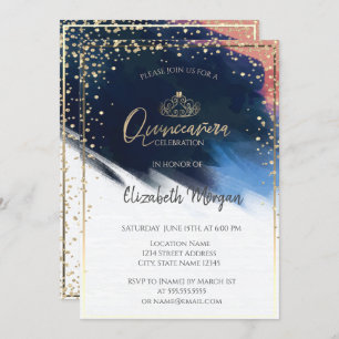 Invitation Tiara or, Confetti, Aquarelle Brush Stroke