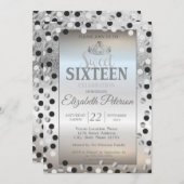 Invitation Tiara, Parties scintillant Argent Bokeh Dots Sweet (Devant / Derrière)