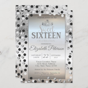 Invitation Tiara, Parties scintillant Argent Bokeh Dots Sweet
