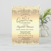 Invitation Tiara, Parties scintillant d'or gouttes Quinceañer (Debout devant)