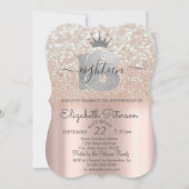 Invitation Tiara, Parties scintillant d'or Rose Bokeh 18e fêt (Devant)