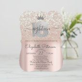 Invitation Tiara, Parties scintillant d'or Rose Bokeh 18e fêt (Debout devant)