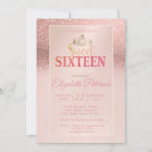 Invitation Tiara, Parties scintillant or Rose Bokeh Ombre Swe (Devant)