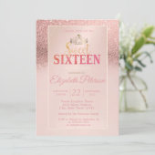 Invitation Tiara, Parties scintillant or Rose Bokeh Ombre Swe (Debout devant)