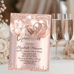 Invitation Tiara, Parties scintillant Rose d'or gouttes Ballo