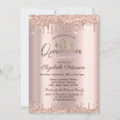 Invitation Tiara, Parties scintillant Rose d'or gouttes Quinc (Devant)