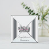 Invitation Tiara Quinceanera, 15e parti, rose blanc (Debout devant)