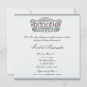 Invitation Tiara Quinceanera, 15e parti, rose blanc (Dos)