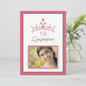 Invitation Tiara Quinceanera à la bijouterie rose  (Debout devant)