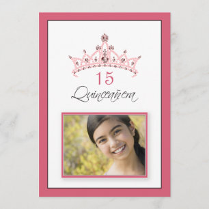 Invitation Tiara Quinceanera à la bijouterie rose 