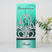 Invitation Tiara Quinceanera (aqua) (Debout devant)