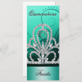 Invitation Tiara Quinceanera (aqua) (Devant / Derrière)