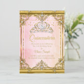 Invitation Tiara Quinceanera en or rose blanc Pear (Debout devant)