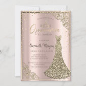 Invitation Tiara, Robe de Diamants, Rose Gold Quinceañera (Devant)