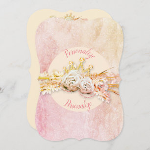 Invitation Tiara rose dentelle de diamant brillant rose invit